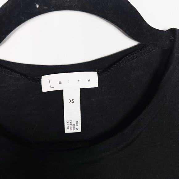 Leith XSmall XS Black High Low Hem Mixed Media Tank Top Crew Neck Sleeveless - Picture 7 of 8